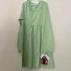 Sweet As Candy Green Stripe Gingerbread House Dress – Size 16